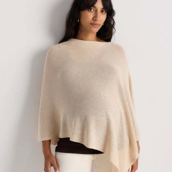 Lightweight Cotton Cashmere Nursing Shawl in Heather Oatmeal
