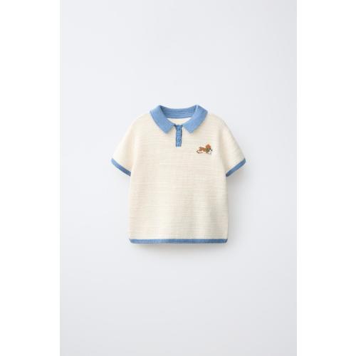 EMBROIDERED DOG KNIT POLO - Ecru | ZARA United States