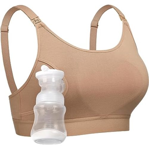Momcozy Hands Free Pumping Bra, Adjustable Breast-Pumps Holding and Nursing Bra, Pumping & Nursing Bra in One