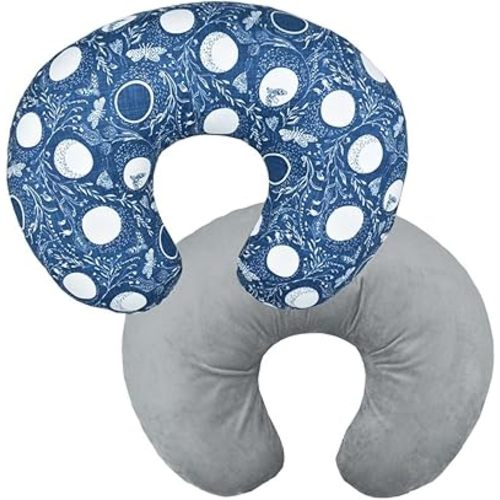 Nursing Pillow Cover Stretchy Pillow Slipcovers for Breastfeeding Moms Two-Sided Design (Sky Blue Star Moon)