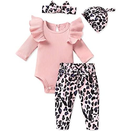 fioukiay Baby Girls Clothes Infant Romper Bodysuit Pants Set with Headband