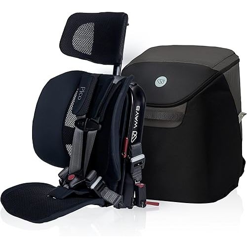 WAYB Pico Travel Car Seat with Premium Carrying Bag- Lightweight, Portable, Foldable - Perfect for Airplanes, Rideshares, and Road Trips - Forward Facing for Kids 22-50 lbs. and 30-45