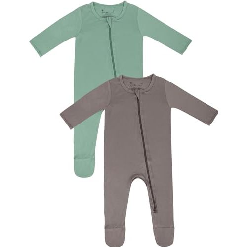 Jimonda Bamboo Baby Pajamas,Unisex Boys Girls One-Piece Footies,Long Sleeve Sleepers 2-Way Zip closure Romper
