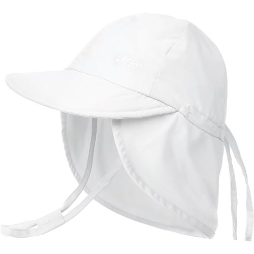 FURTALK Baby Sun Hat UPF 50+ Adjustable Baby Boys Girls Quick Drying Summer Beach Hat with Neck Flap for Traveling Swim Hat - White - 6-24 Months