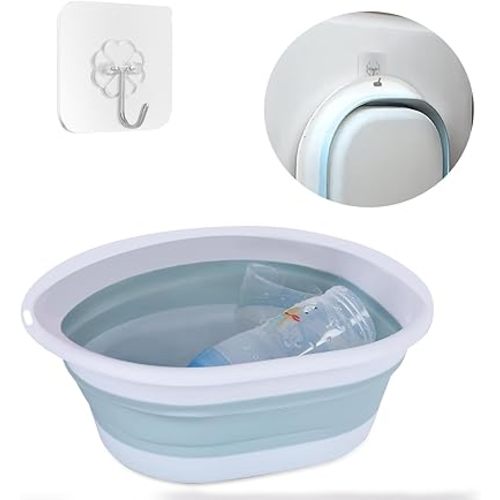 Baby Bottle Wash Basin, Bottle Washing Basin - Collapsible for Bottles, Reusable Sink Basket for Baby Bottle Cleaning, Portable Bottle Tub for Home and Travel (with Hook)