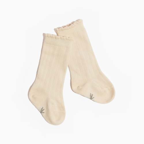 Ivory Scalloped Knee High Sock size 0-6m