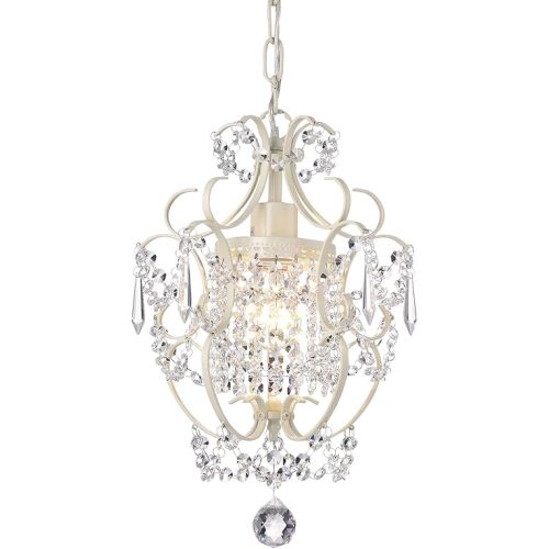 Edvivi Amorette Mini Chandelier Crystal Chandeliers, 1 Light Modern Elegant Glam Ceiling Light Fixture Ivory, Adjustable Hanging Lighting for Closet, Bedroom, Girls Room, Kitchen Island