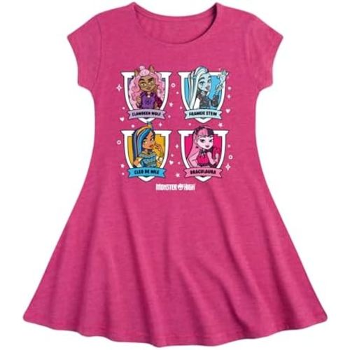 Monster High - Character Grid - Toddler and Youth Girls Fit and Flare Dress