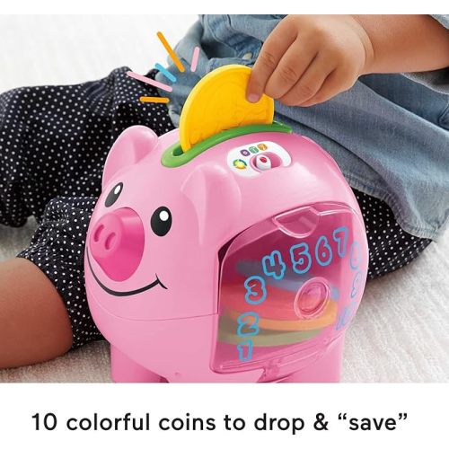 Fisher-Price Baby & Toddler Toy Laugh & Learn Smart Stages Piggy Bank with Educational Songs & Phrases for Infants Ages 6+ Months - Frustration Free Packaging