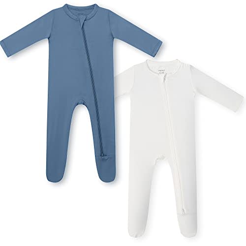 HAPIU Rayon from Bamboo Baby Footed Pajamas, 2 Way Zipper YKK, Footie for Baby Boy Girls, Newborn-24 Months