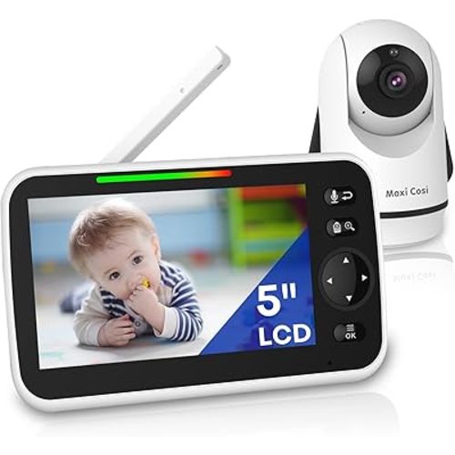 Baby Monitor with Camera and Audio, 5'' Sreen Baby Monitor No WiFi, 30-Hour Battery, Pan-Tilt-Zoom Video Baby Monitors Portable, Night Vision,VOX Mode,2-Way Talk,8 Lullabies and 1000ft Range