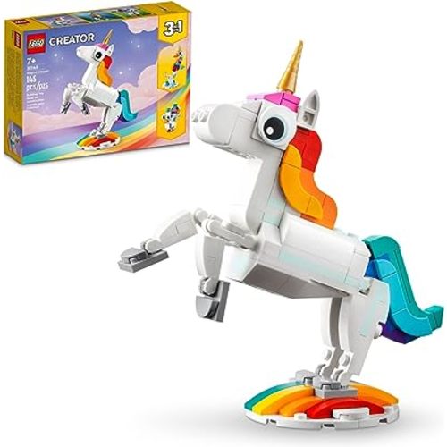 Amazon.com: Lego Creator 3 in 1 Magical Unicorn Toy to Seahorse to Peacock 31140, Rainbow Animal Figures, Unicorn Gift for Girls and Boys, Buildable Toys : Toys & Games