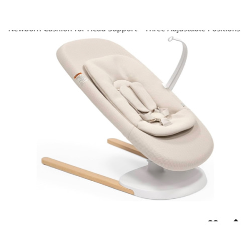 Stokke Yoga Baby Bouncer & Swing, Light Sand - Dual Movement to Soothe & Stimulate Babies Up to 20 lbs - Includes Newborn Cushion for Head Support - Three Adjustable Positions