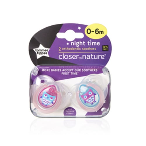 Tommee Tippee Night Time Baby Dummy 2 Pack 0-6m | 2 pack