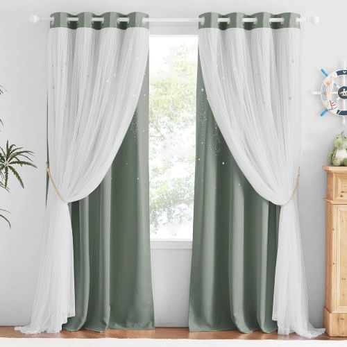 NICETOWN Nursery Curtains, 52" Wide x 84" Long, 2 Panels, Sage Green