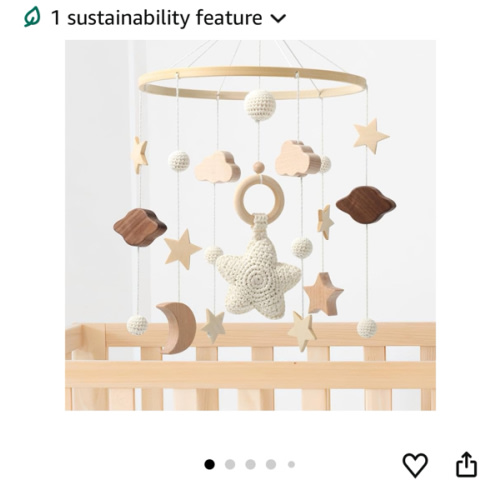 Baby Mobile Crib,Baby Mobile for Crib Nursery Wooden Mobile for Girl or Boy Gender Neutral Handmade Mobile, Star, Cloud, Moon