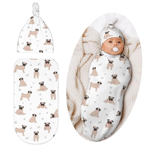 Pug Dog Swaddle Blanket, Soft Swaddling Blanket Baby Clothes, Pug Dog Baby Stuff