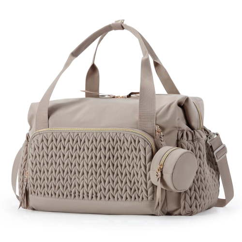 SPEKSEE Diaper Bag Tote, Large Capacity Travel Diaper Bags, Hospital Bag for Labor Delivery, Bag with Pacifier Case(Brown)