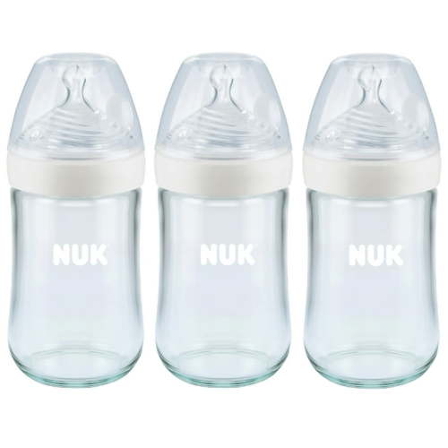 NUK Simply Natural Anti-Colic Baby Safe Glass Bottles, 8 oz, 3 Pack, Clear