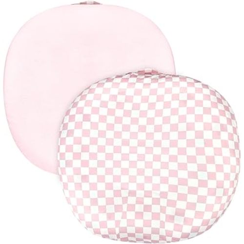 Baby Lounger Cover 1 Pack, Double-Sided Removable Lounger Covers for Infant, Stretchy and Soft Reversible Lounger Slipcover for Baby Girls Boys Newborn Pink Checkerboard (Only Cover)