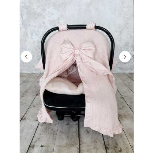 Customizable 2-Piece Baby Woven Cotton Stroller Blanket Cover and Cushion with Orthopedic Lumbar Support