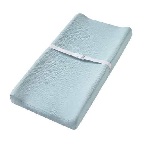 Muslin Changing Pad Cover for Baby Boys Girls, Ultra Soft Breathable Diaper Changing Table Pad Cover, Neutral Fitted Changing Pad Sheets (Light Blue)