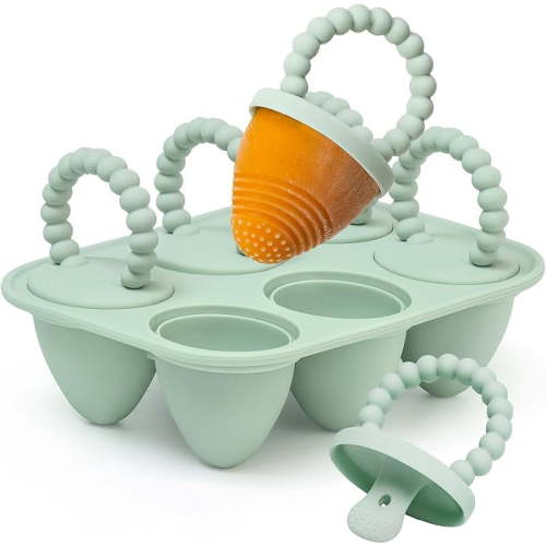 All-Silicone Baby Popsicle Molds with Sticks, 6-Cavity Mini Popsicles Molds for Babies Breastmilk Popsicle Molds for Teething Relief, Frozen Treats Maker Popsicle Maker Ice Pop Mold for Toddlers Kids