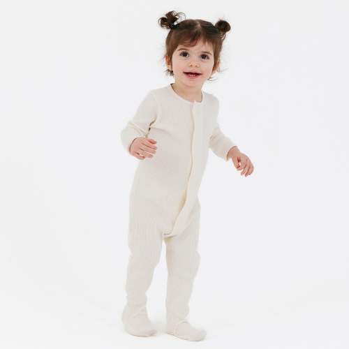 whipped cream ribbed cotton magnetic parent favorite footie – Magnetic Me