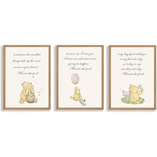 ZsaTuiy 3PCS Winnie Poster Decorations-Baby Room Decorations-Nursary Stuff Winnie Nursery Posters Wall Decor, Pooh Baby Shower Decor, Winnie the Pooh Room Decor