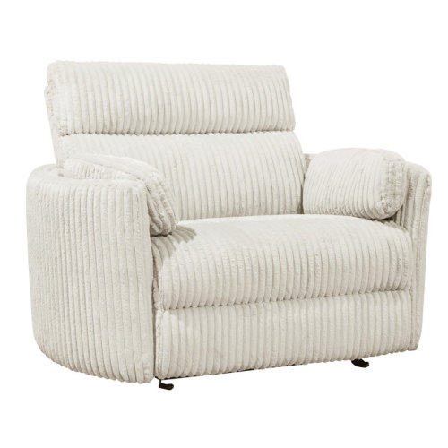 Upholstered Extra Wide Glider Power Recliner with Round Arms
