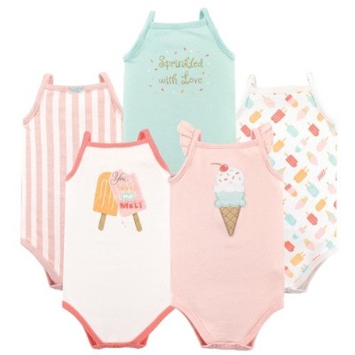 Hudson Baby Infant Girl Cotton Sleeveless Bodysuits 5pk, Ice Cream, Size: 0-3 months
