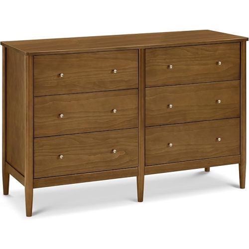 Davinci Frem 6-Drawer Baby Dresser for Bedroom - GREENGUARD Certified - Multi-Purpose Double Chest of Drawers for Boys & Girls - Storage Dresser for Kids Bedroom, Living Room, Nursery - Walnut