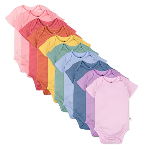 Honestbaby 10-Pack Short Sleeve Bodysuits One-Piece 100% Organic Cotton for Infant Baby Boys, Girls, Unisex