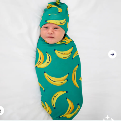 Go Bananas Swaddle & Hat Set | Little Sleepies