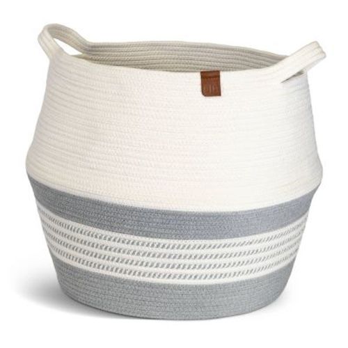 CleverMade XL Rope&nbsp;Belly Basket&nbsp;Stone Gray