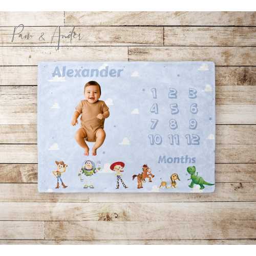 Toy Story Milestone Blanket, Baby Boy Milestone Blanket, Baby Shower Gift, Baby Boy Gift, Newborn Gift, Personalized Baby Blanket