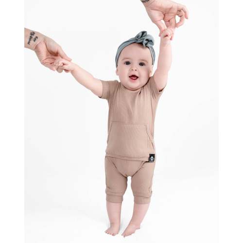 Front Opening Shortie Ready Set Romper® in Ribbed Sandstone