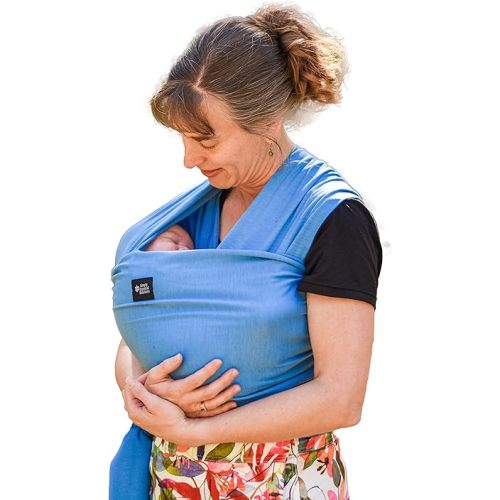 Baby Wrap Carrier Soft, Stretchy, Cotton Baby Wrap, Baby Sling, Nursing Cover Up for use with Newborn-Toddler: Evenly distributes Weight for More Comfortable Carrying (Medium Blue)