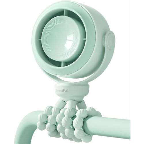 SWEETFULL Portable Stroller Fan, Pinch-Proof Baby Fan - Green