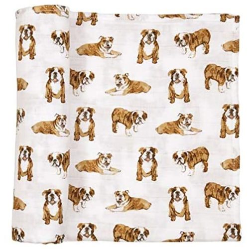 Mud Pie Bulldog Print Muslin Baby Swaddle Blanket, 47" x 47" (12140053)