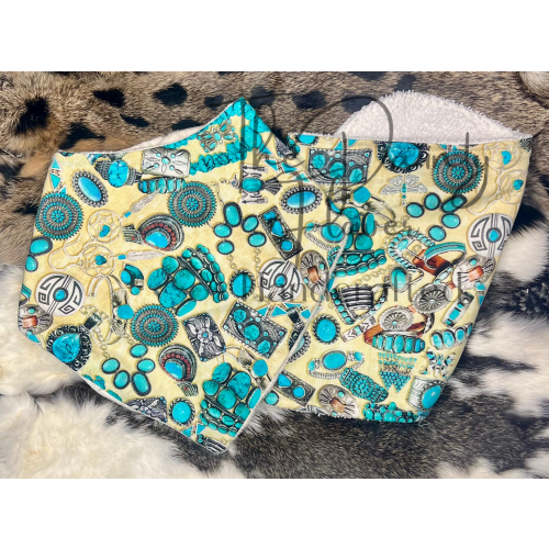 Turquoise stone vibes bandana bib+burp cloth set
