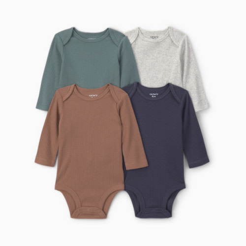 Long-Sleeve Bodysuits (4 Pack) - Earth Tones