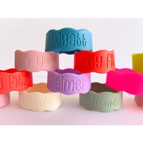 Reusable Labels | Bottle Bands | Name Labels for Sippy Cup | Personalized Daycare Labels for Baby Bottles & Water Bottles | Silicone Label