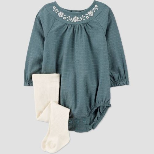 Carter's Just One You® Baby Girls' 2pc Embroidered Bubble Top & Bottom Set - Green