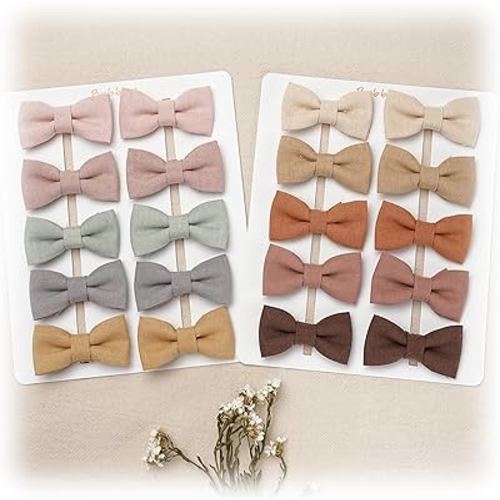 FANCY CLOUDS Baby Hair Clips with Baby Girl Bows,20pc Boutique Handmade Fully Lined Hair Barrettes Hair Accessories for All Age Girls Toddlers Infants