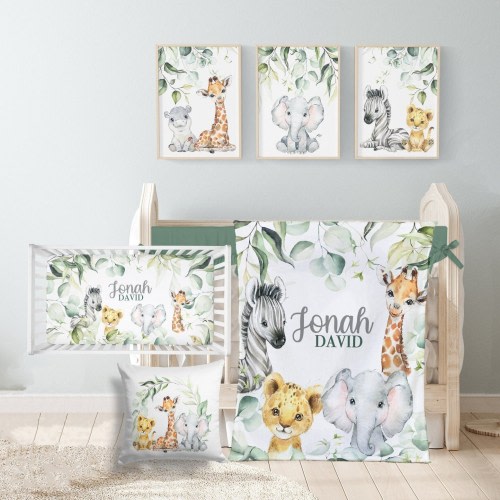 Safari Crib Bedding Set, Safari Nursery, Safari Animal Baby Bedding Set, Safari Crib Sheet, Baby Boy Bedding Crib Bedding , Baby Animals 344