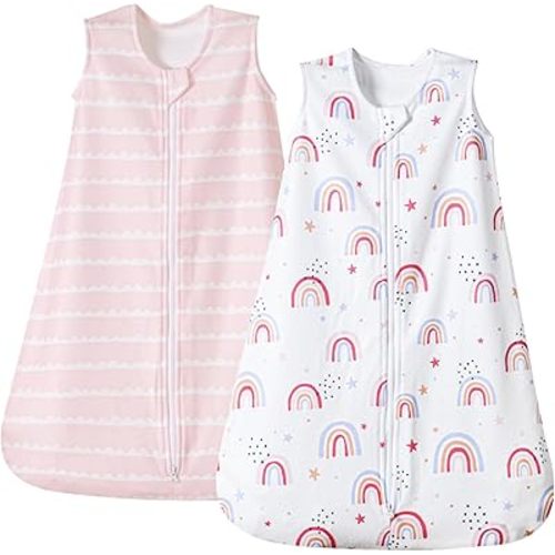 PHF Soft Micro-Fleece Baby Sleep Sack, 18-24 Months Warm Baby Wearable Blanket, 2-Way Zipper Sleeping Bags, 2 Pack Comfy Baby Sleeping Sack for Baby Girls, X-Large Size, Rainbow