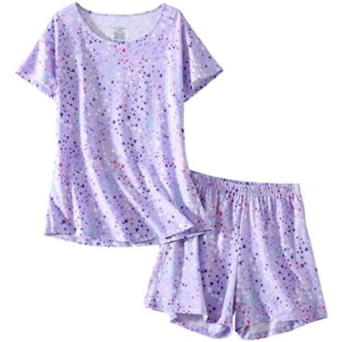 PNAEONG Women's Pajamas Set, Cotton Short Sleeve Sleepwear Pjs Sets S-3XL