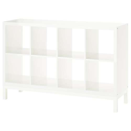 KALLAX Shelving unit with underframe - high-gloss/white/white 57 7/8x37 "
