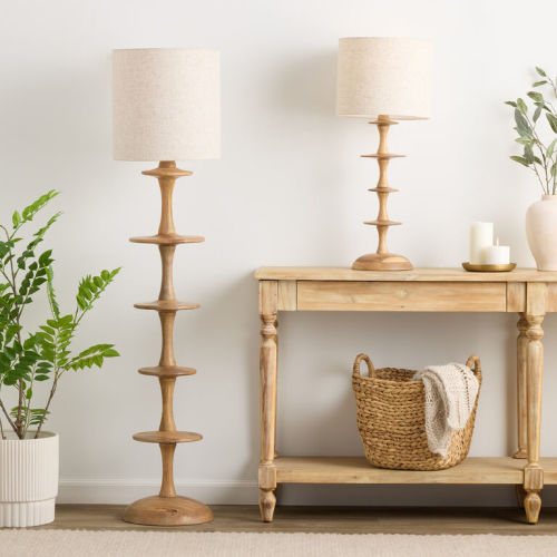 Juni Natural Wood Tiered Mid Century Lighting Collection